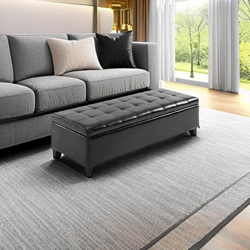 51" Tufted Ottoman Storage Bench with Lift Top