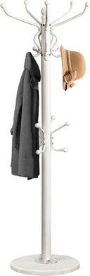 Freestanding Coat Rack with Marble Base & Multi-Hook Hall Tree