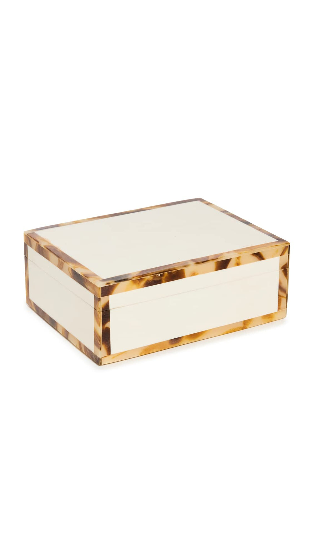 Faux Bone Resin Decorative Box with Lid — Faux Horn Border, Wood Interior