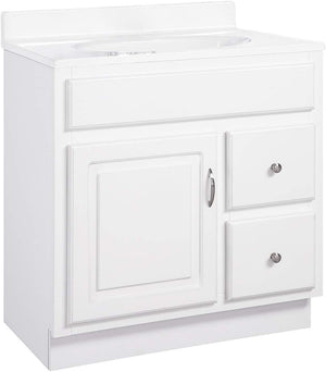 30-Inch Solid Wood Bathroom Vanity Cabinet – White, Ready to Assemble