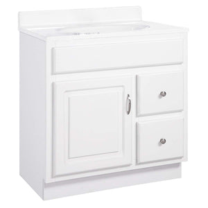 30-Inch Solid Wood Bathroom Vanity Cabinet – White, Ready to Assemble