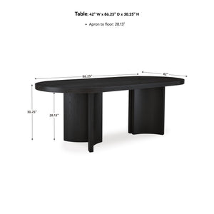 Oval Black Dining Table – Art Deco Pedestal, Seats 8