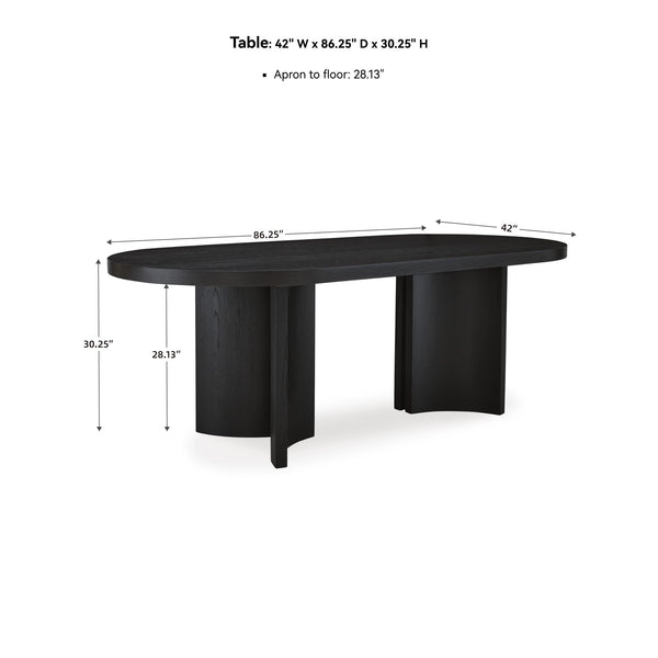 Oval Black Dining Table – Art Deco Pedestal, Seats 8