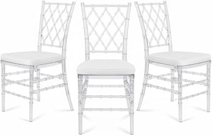 Clear Stackable Dining Chairs Set of 3 – Fully Assembled Transparent Acrylic Seating