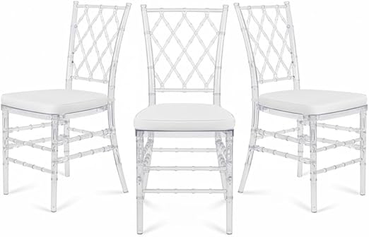 Clear Stackable Dining Chairs Set of 3 – Fully Assembled Transparent Acrylic Seating