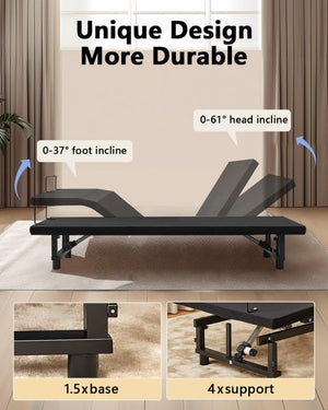 King Size Adjustable Bed Frame with Quiet Motor