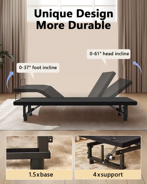King Size Adjustable Bed Frame with Quiet Motor