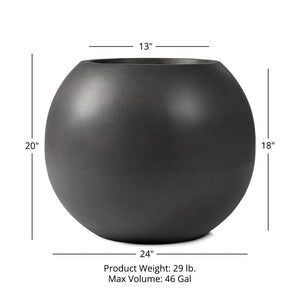 Round Sphere Charcoal Planter – Fiberstone Composite, Indoor & Outdoor