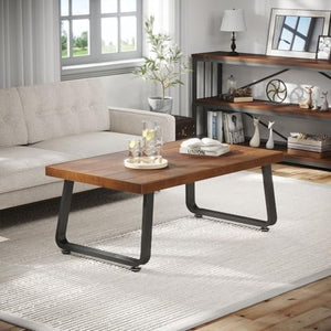 Rustic Wood Coffee Table with Metal Frame