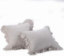 Washed Linen Euro Pillow Shams Set of 2 – 26x26 Ruffled Style