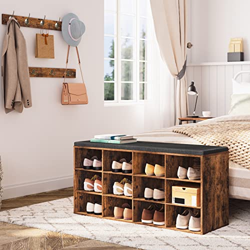 Shoe Storage Bench with Cushion & Coat Rack