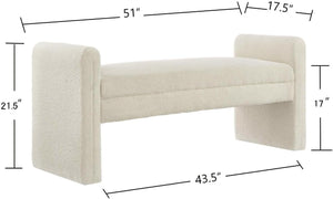 Upholstered Boucle Teddy Bench with Armrests
