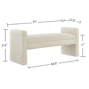 Upholstered Boucle Teddy Bench with Armrests