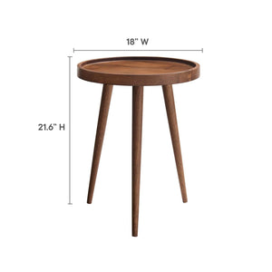 Round Wood Side Table with Tray Top