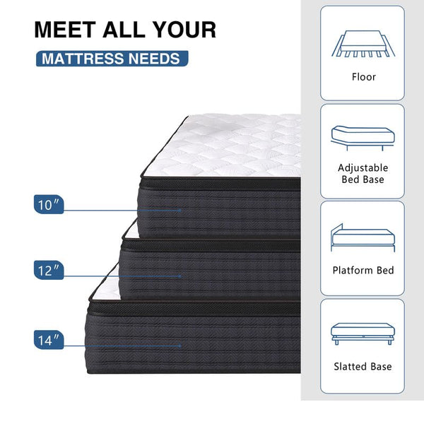Hybrid Memory Foam Mattress – Queen & King | Gel Foam, Pocket Springs, Medium Firmness