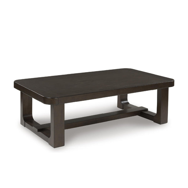 Modern Coffee Table with Trestle Base – Dark Brown