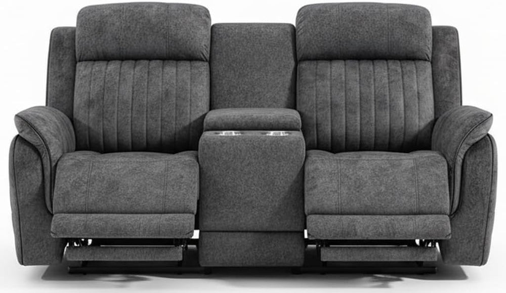 Power Reclining Sofa & Loveseat Set with USB Port, Console & Cup Holders