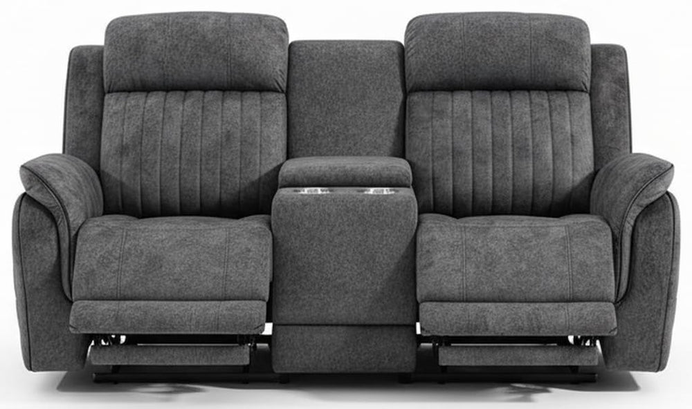 Power Reclining Sofa & Loveseat Set with USB Port, Console & Cup Holders