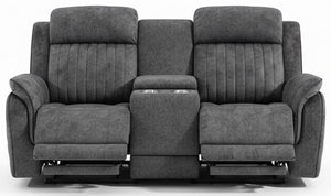 Power Reclining Sofa & Loveseat Set with USB Port, Console & Cup Holders