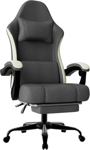 High Back Fabric Gaming Chair with Footrest