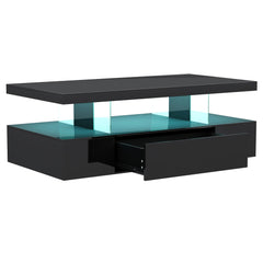 LED Coffee Table with Storage Drawer
