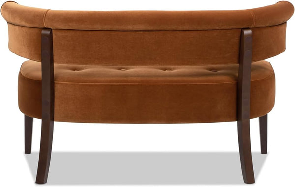 Mid-Century Modern Tufted Settee Bench with Split Back