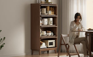 Solid Wood Bookcase with Glass Doors – 4-Shelf