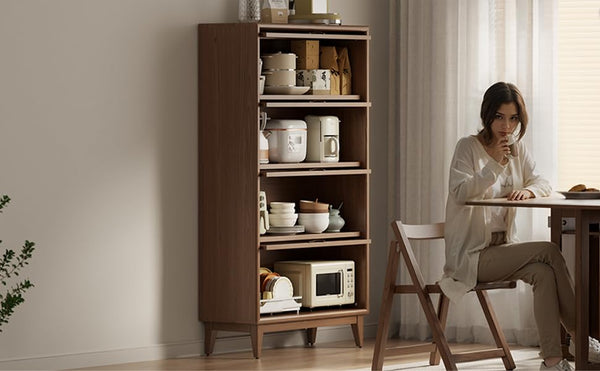 Solid Wood Bookcase with Glass Doors – 4-Shelf