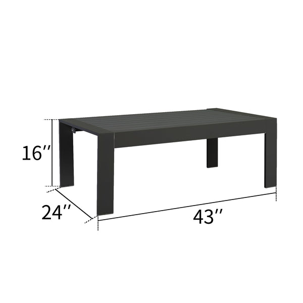 Aluminum Outdoor Patio Coffee Table – All-Weather Rectangle Metal Table