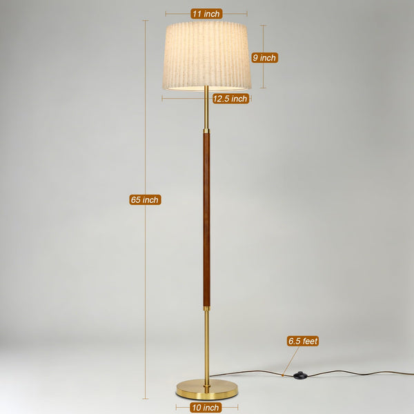 65" Mid-Century Modern Wood Floor Lamp with 3 Color Temperatures