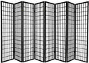 8-Panel Foldable Room Divider – Black Pine Wood, 136"W x 70"H