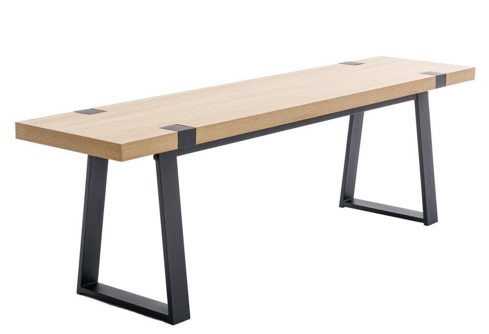 60-Inch Industrial Wooden Dining Bench with Metal Legs