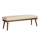 55.5" Button-Tufted Genuine Leather Entryway Bench
