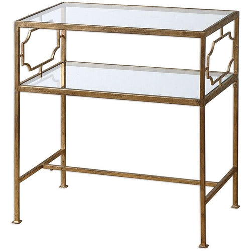 Gold Metal & Glass Side Table Set of 2