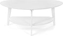 Oval Bamboo Coffee Table with Lower Storage Shelf