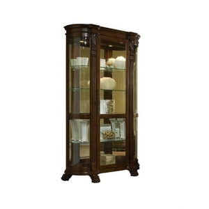 Curved End Curio Cabinet with Lighted Interior