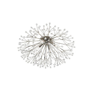 Four Light Flush Mount Chandelier – Polished Nickel with Crystal