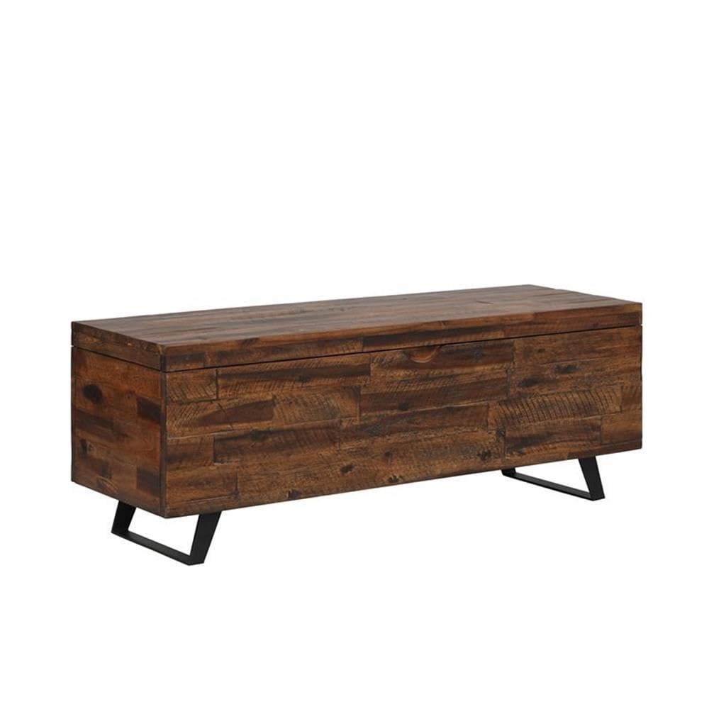 Acacia Wood Storage Trunk with Hinged Lid