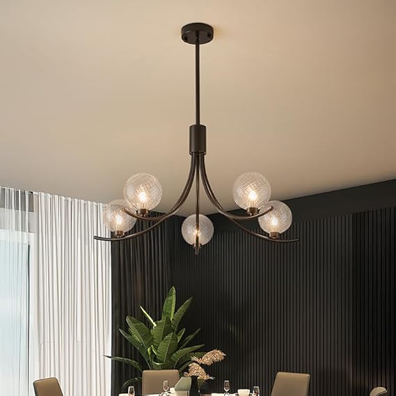 Modern Glass Globe Chandelier – Gold Multi-Light Ceiling Fixture
