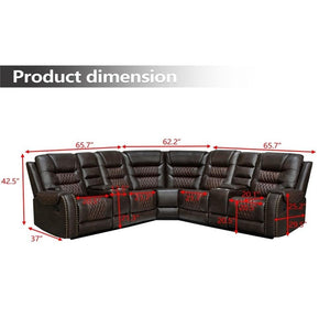 L-Shaped Manual Recliner Sectional Sofa with Chaise Lounge
