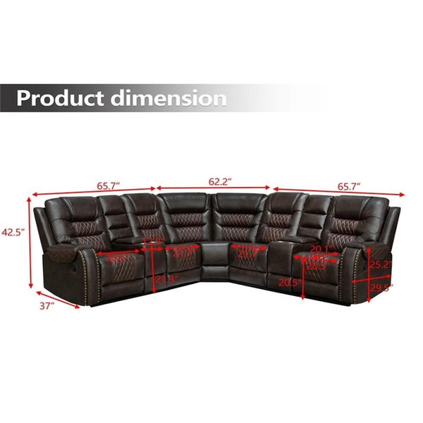L-Shaped Manual Recliner Sectional Sofa with Chaise Lounge