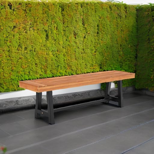 63" Acacia Wood Outdoor Bench