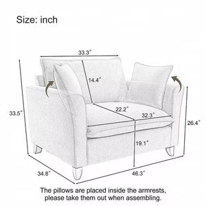 Chenille Accent Chair with Pillows – Oversized Armchair