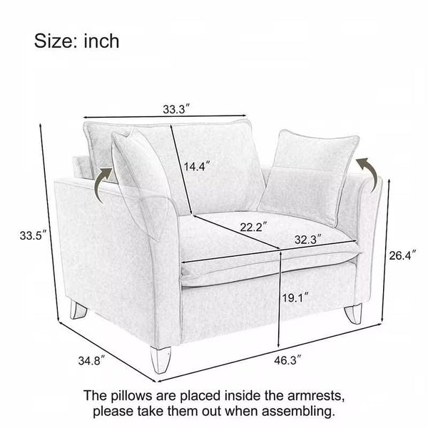 Chenille Accent Chair with Pillows – Oversized Armchair