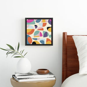 Abstract Mid-Century Modern Framed Canvas Wall Art Print – 10x10