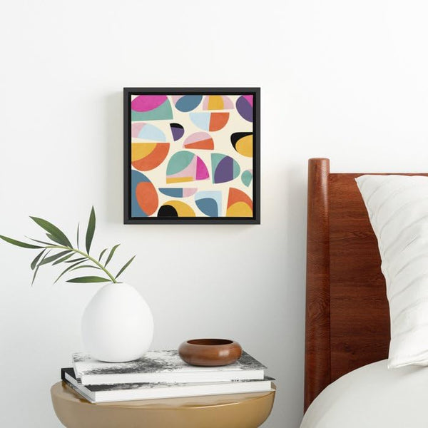 Abstract Mid-Century Modern Framed Canvas Wall Art Print – 10x10