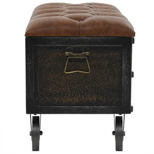 Storage Bench with Castors – Brown Faux Leather