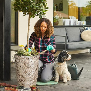 Tall Round Stone-Finish Planters Set of 2 – 14" Dia x 20.5" H, 9 Gallon
