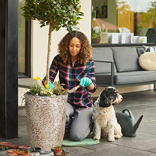 Tall Round Stone-Finish Planters Set of 2 – 14" Dia x 20.5" H, 9 Gallon