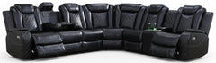 Black Leather Power Reclining Sectional Sofa